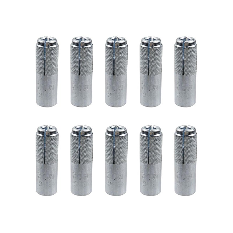Sscon 10 Pcs 1/2 Inch Premium Zinc Plated Carbon Steel Concrete Knurled Drop in Anchors Secure Mounting for Home and Applications - Image 1